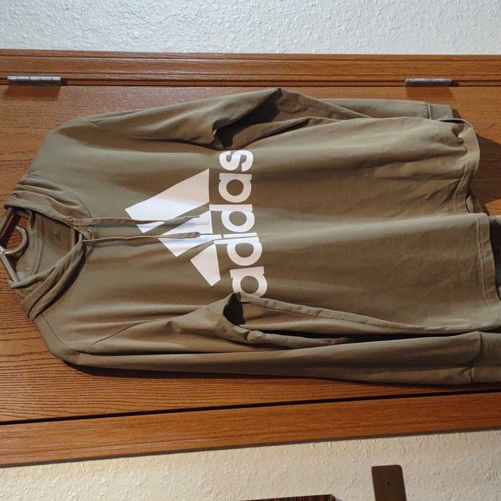 Adidas Lightweight Khaki Green Hoodie Men's Size LT